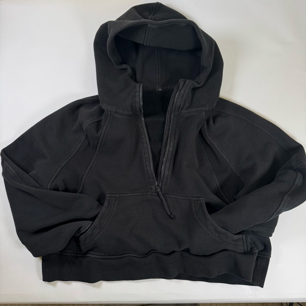 Lululemon Scuba Oversized Half Zip Hoodie M/L Black Cropped - Picture 2 of 6